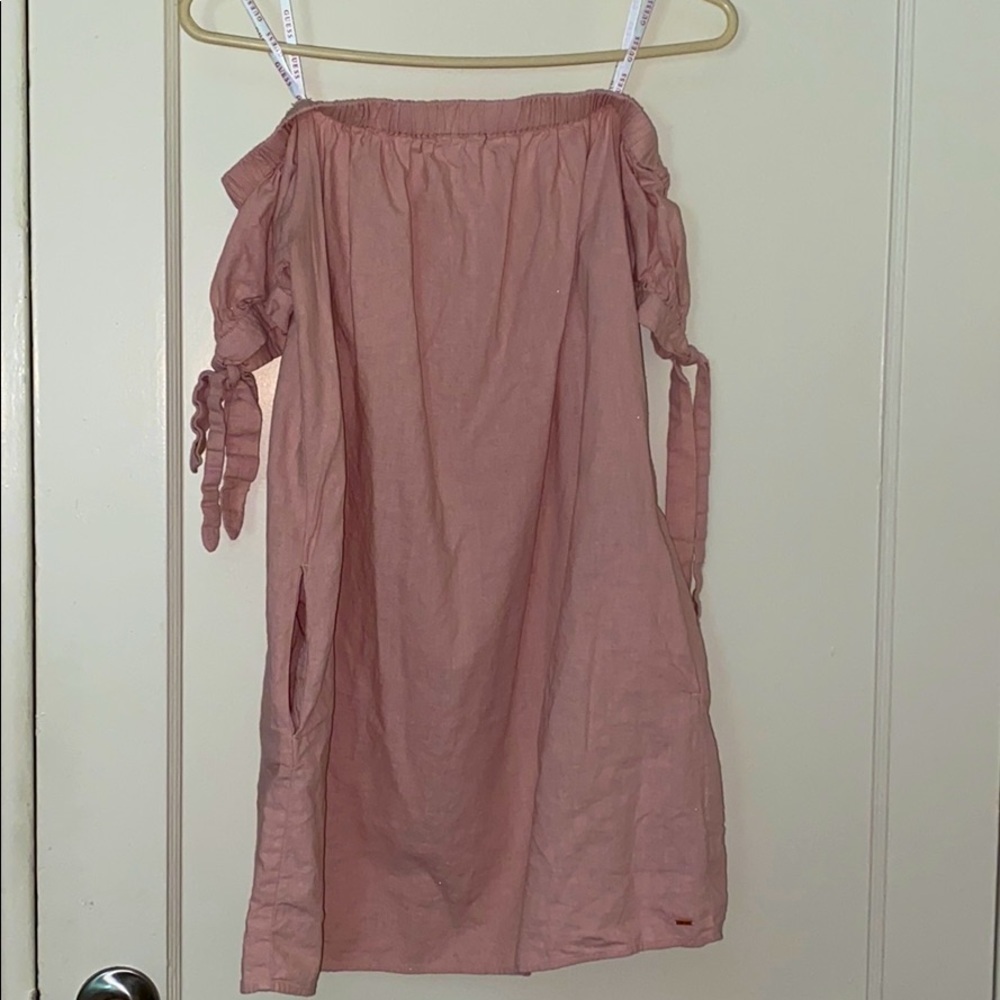 Guess light pink off shoulder mini dress wpockets